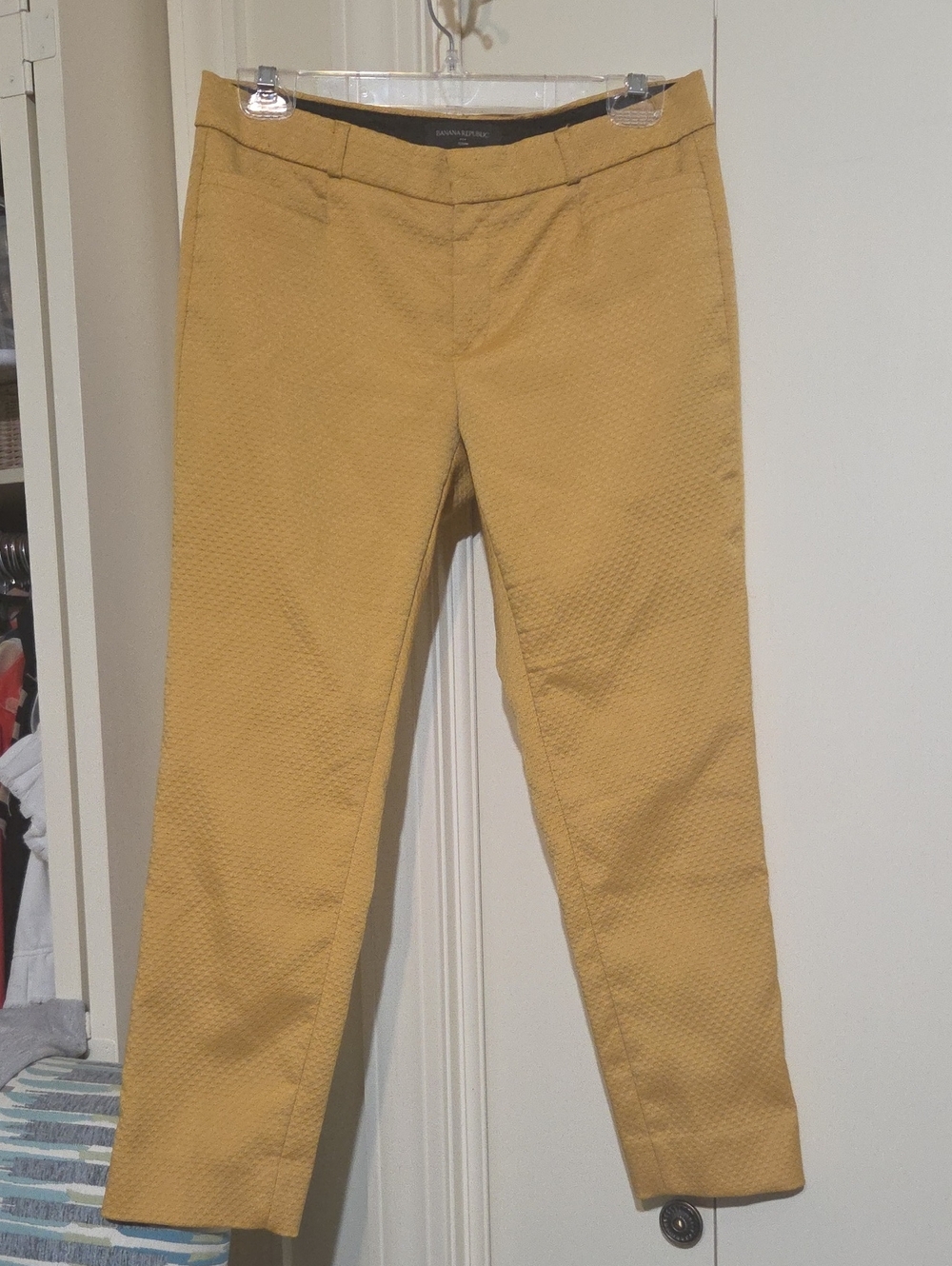 Banana Republic Textured Cropped Pants in Marigold Yellow